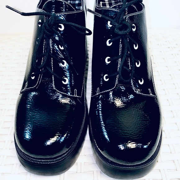 Dirty Laundry Platform Black Patent Gatsby Derby Oxfords Dark Academia - Picture 13 of 17